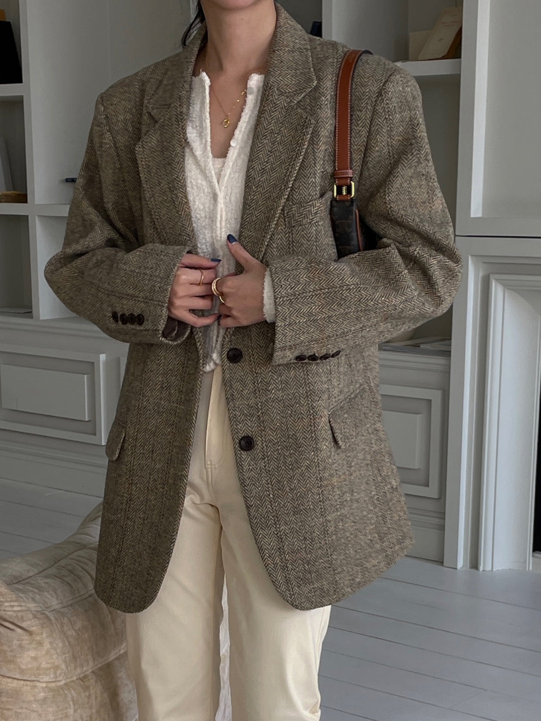 Wool Check Blazer - Herringbone