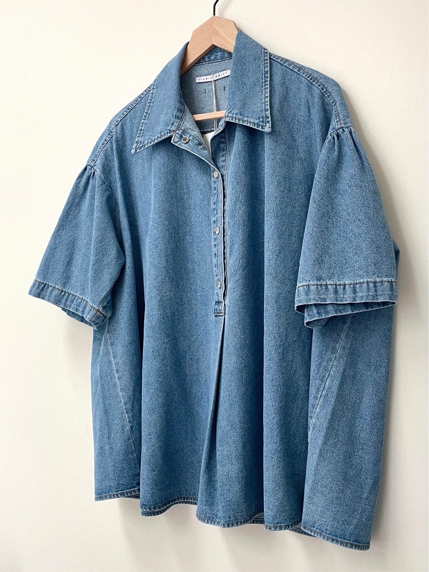 Abi + Ari Black Label Oversized Denim Polo Shirt