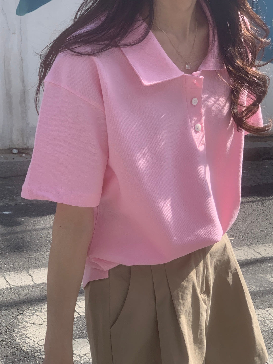 Dropped Neckline Pique Shirt