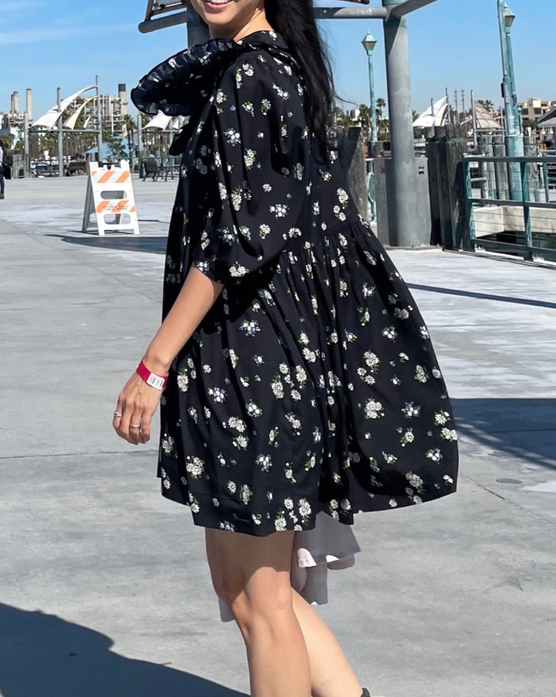 Abi + Ari Black Label Ruffle Collar Baby Doll Dress — Only 2 left in Black