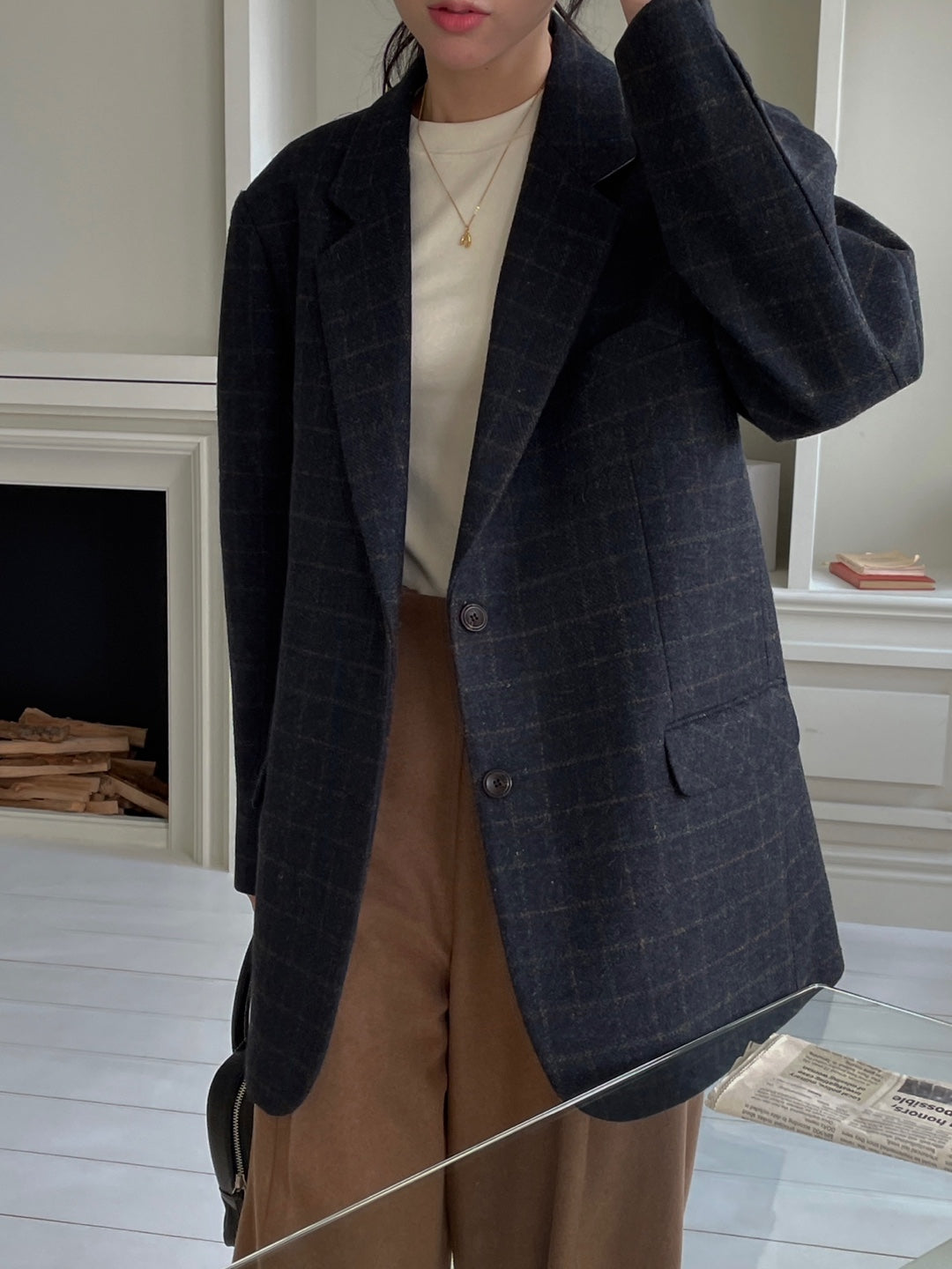 Wool Check Blazer - Navy Check