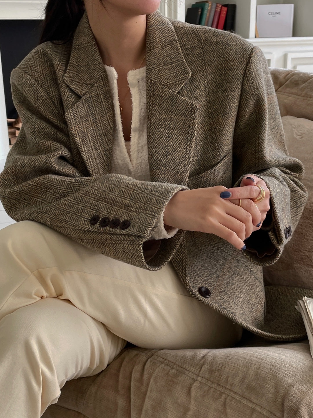 Wool Check Blazer - Herringbone