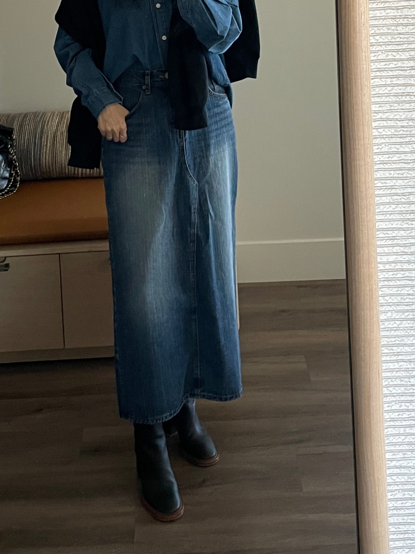 Straight Maxi Denim Skirt