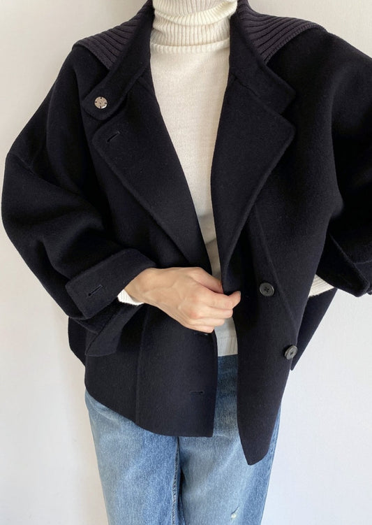 <Abi +Ari Black Label> Hand Made Coat with Sweater Collar