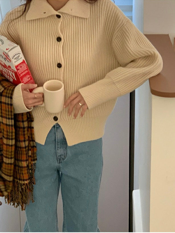 Turtleneck Wool Cardigan