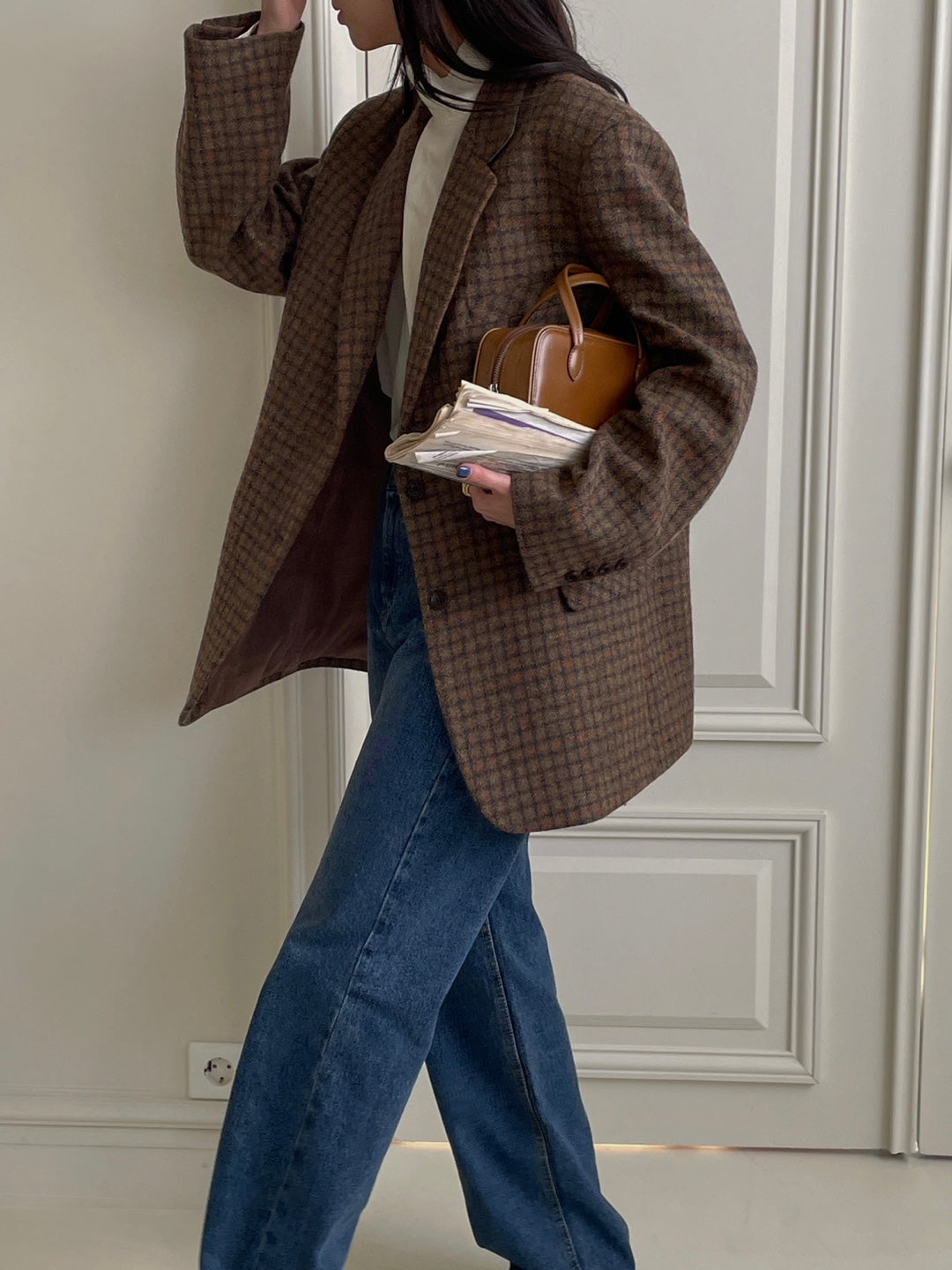 Wool Check Blazer - Rust Check