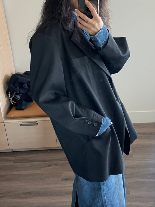 <Abi + Ari> Black Label Tucked Sleeves Oversized Blazer