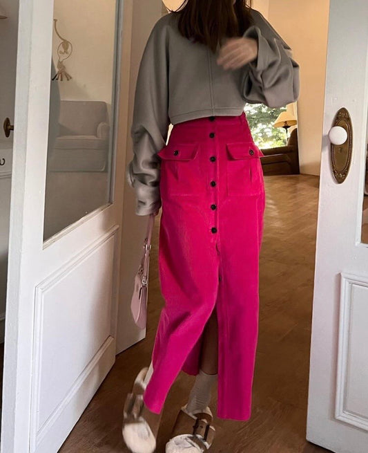 <Abi + Ari Black Label> Corduroy Long Skirt