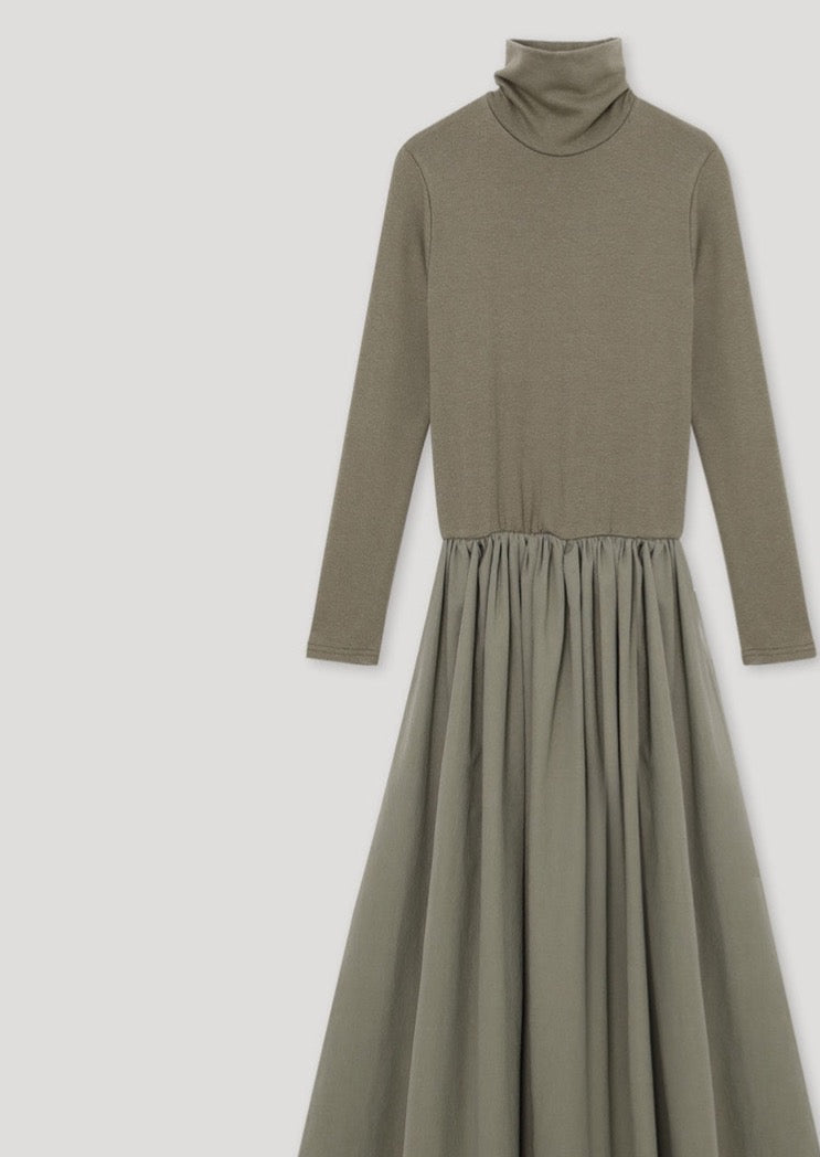 Turtleneck Combo Maxi Dress