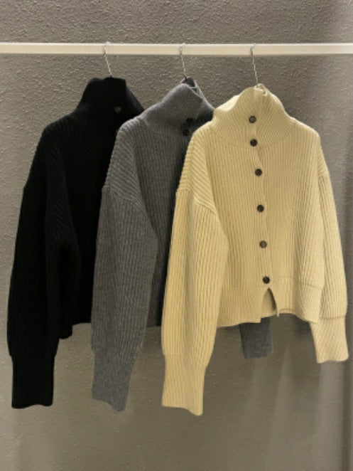 Turtleneck Wool Cardigan