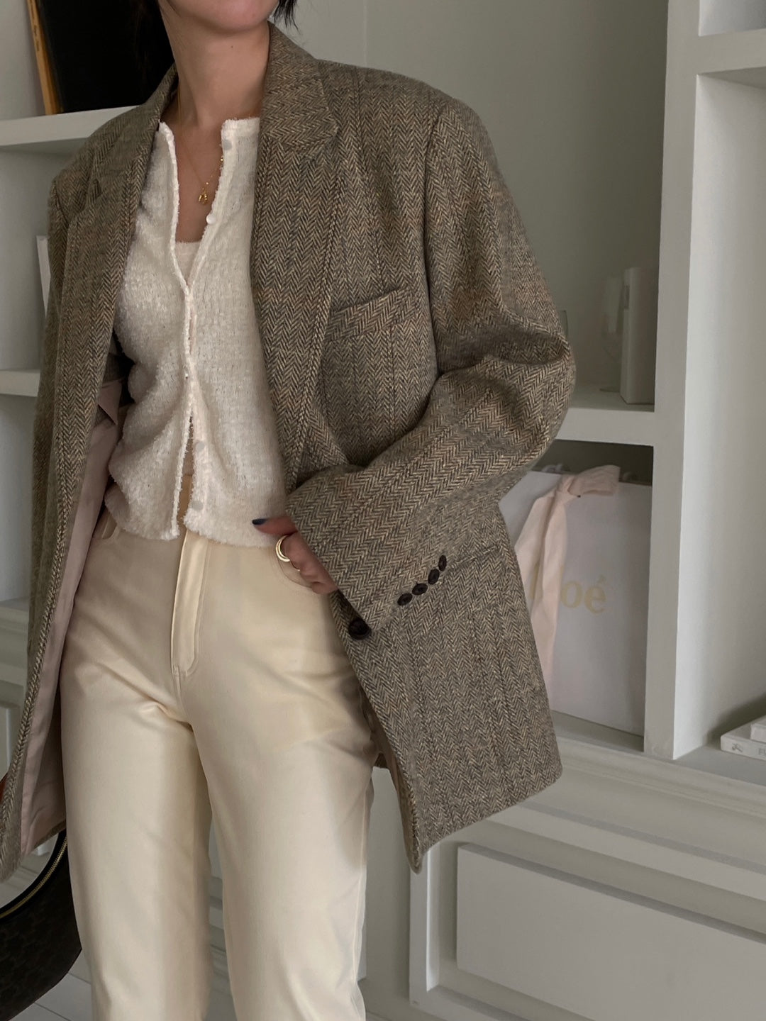 Wool Check Blazer - Herringbone