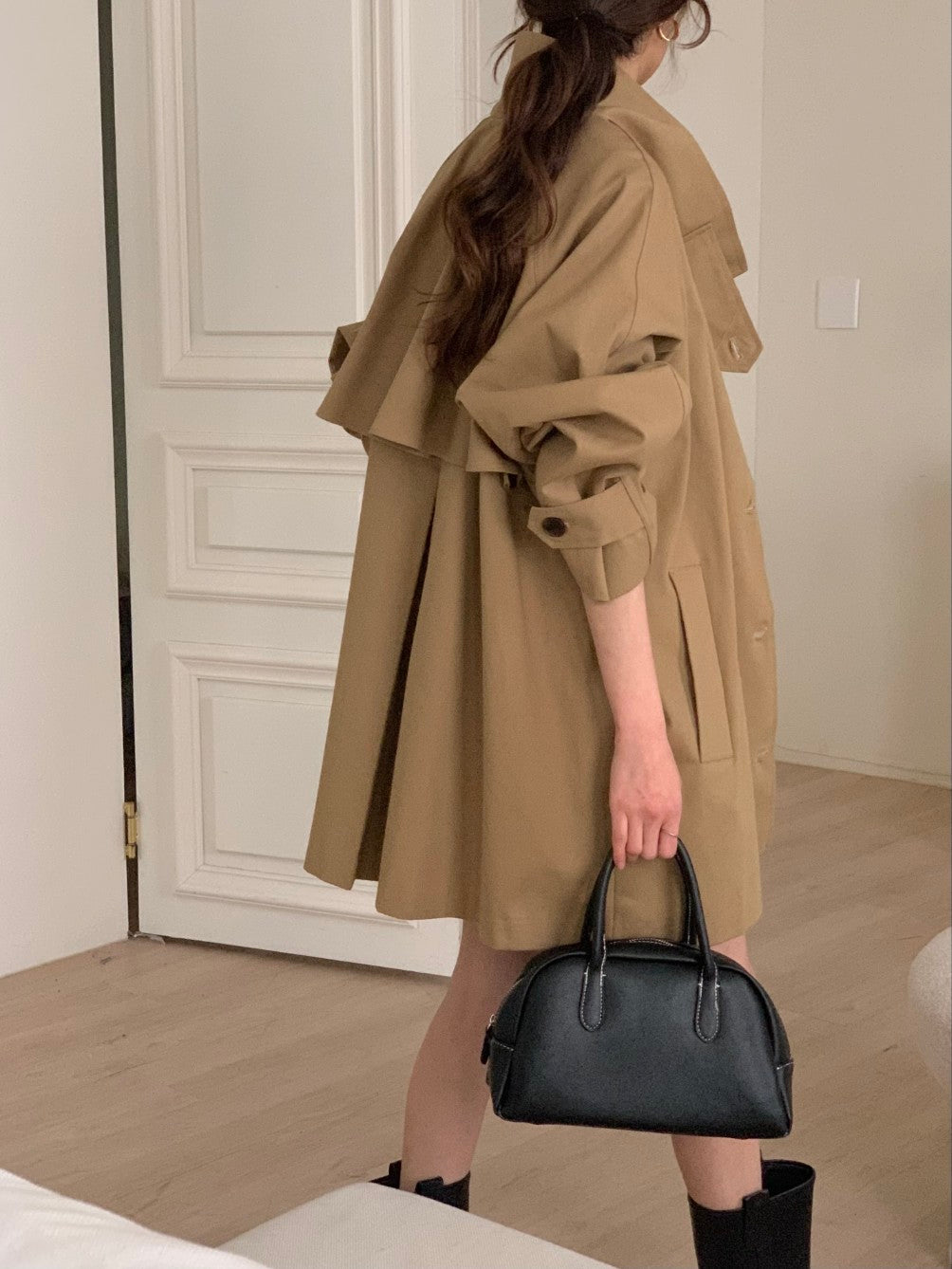 Spring Half Trench Coat - Only 1 left in black