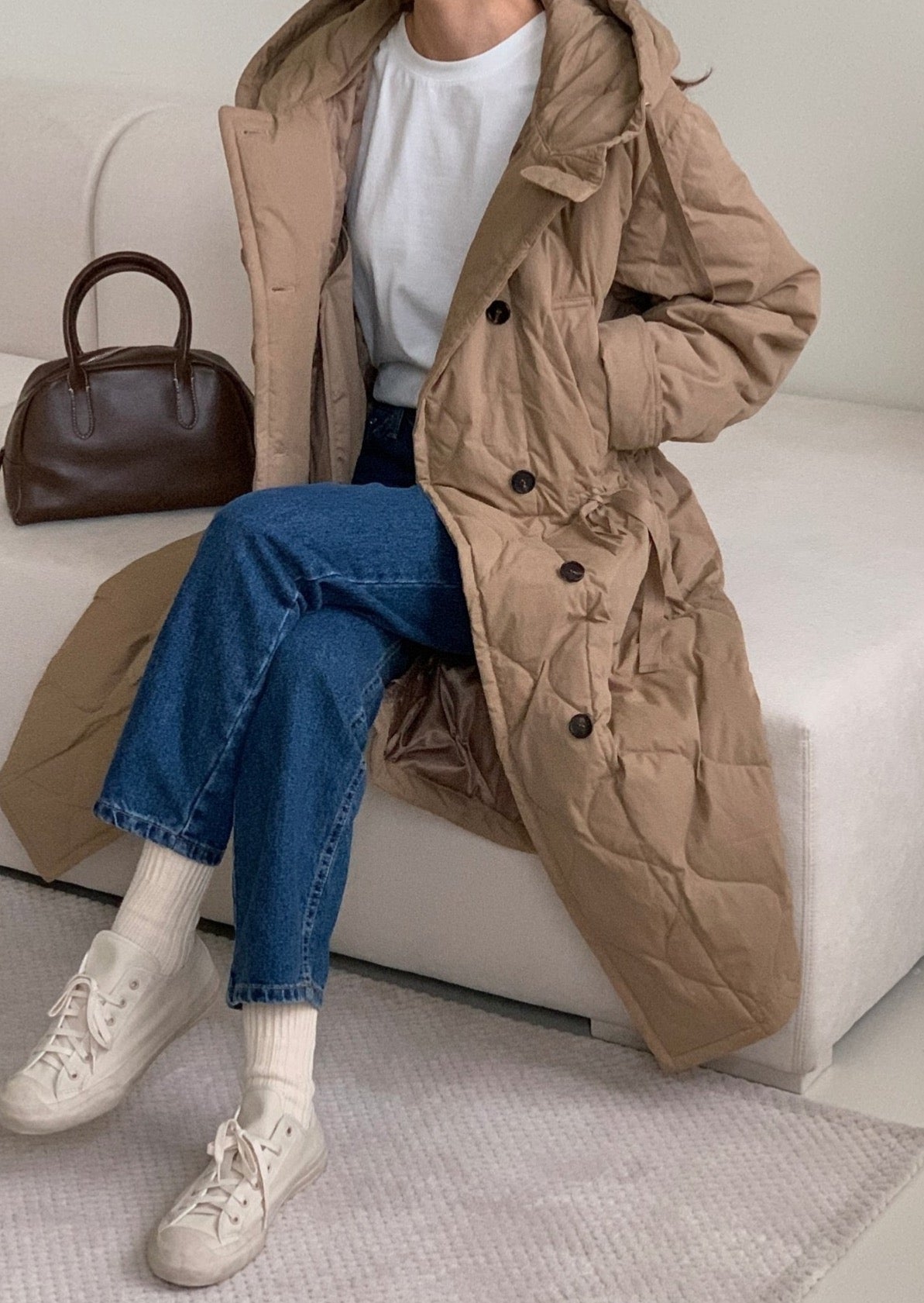 Ari Duck Down Hooded Trench Coat