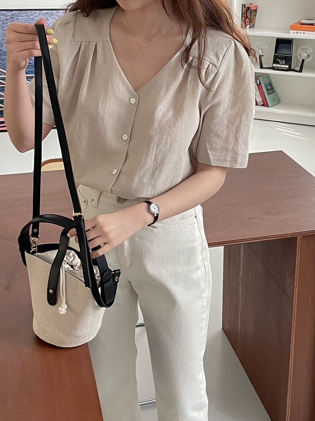 V-Neck Linen Blouse