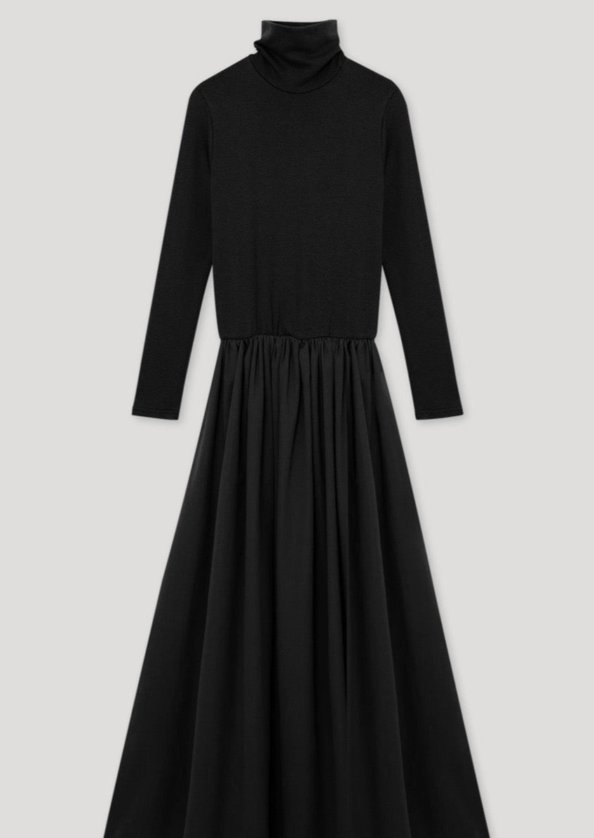 Turtleneck Combo Maxi Dress