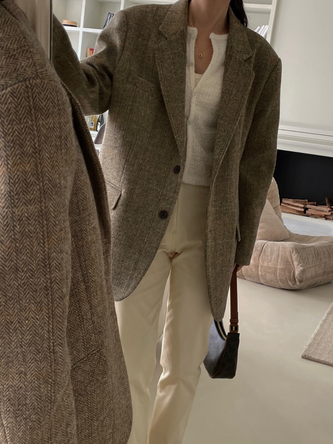 Wool Check Blazer - Herringbone