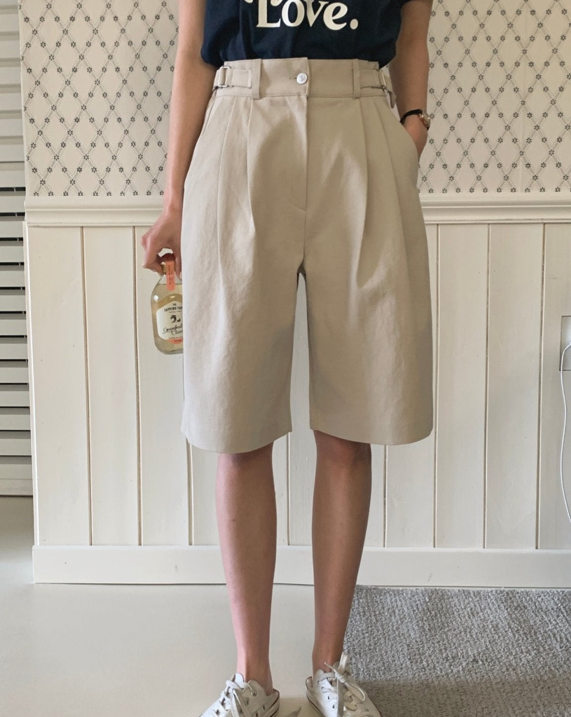 Cotton Twill Bermuda Shorts - Straight