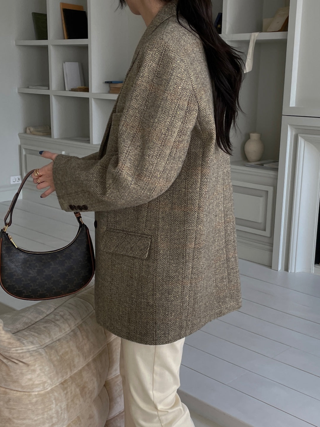 Wool Check Blazer - Herringbone