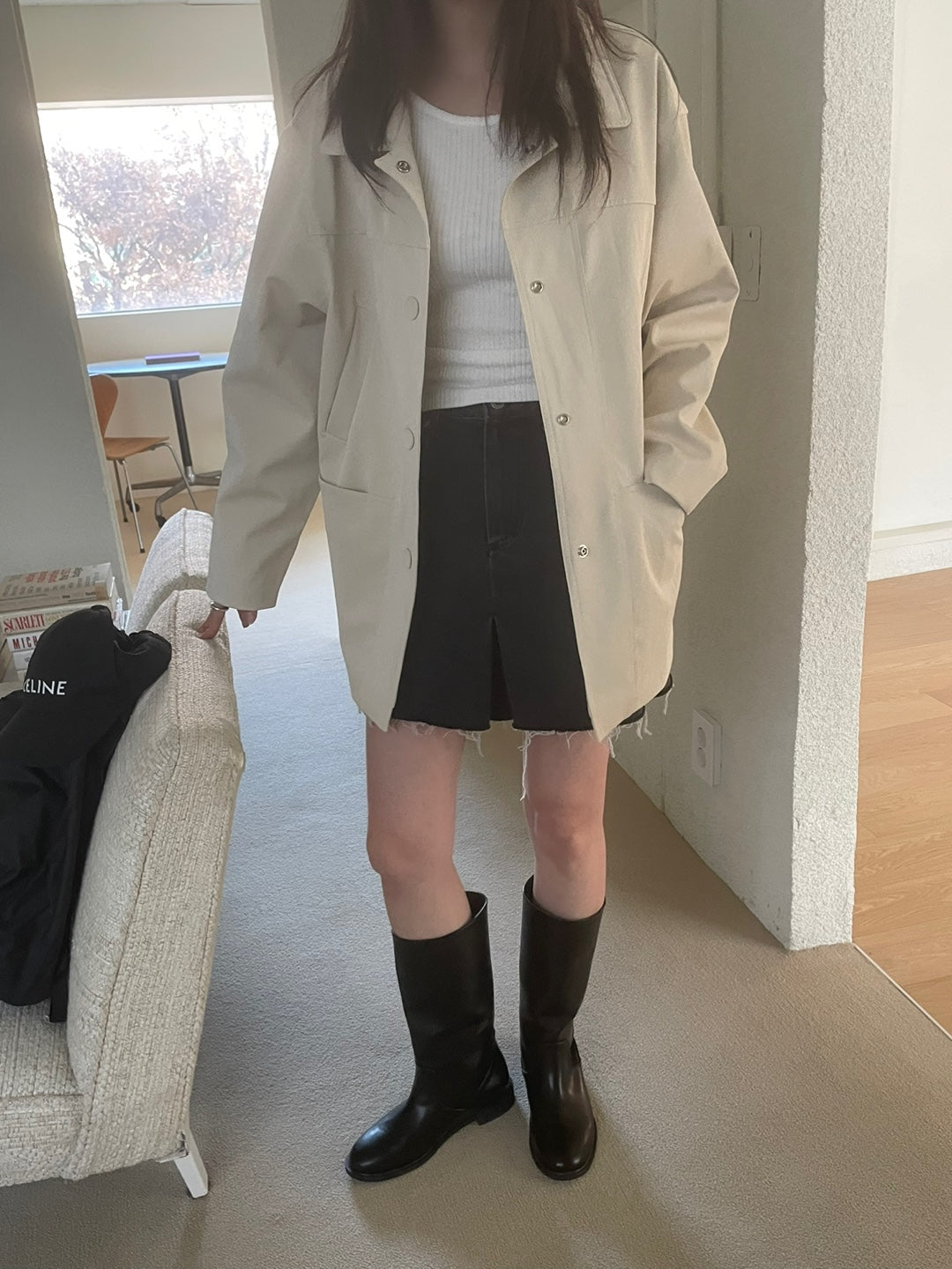 <Abi + Ari> Black Label Vegan Long Jacket