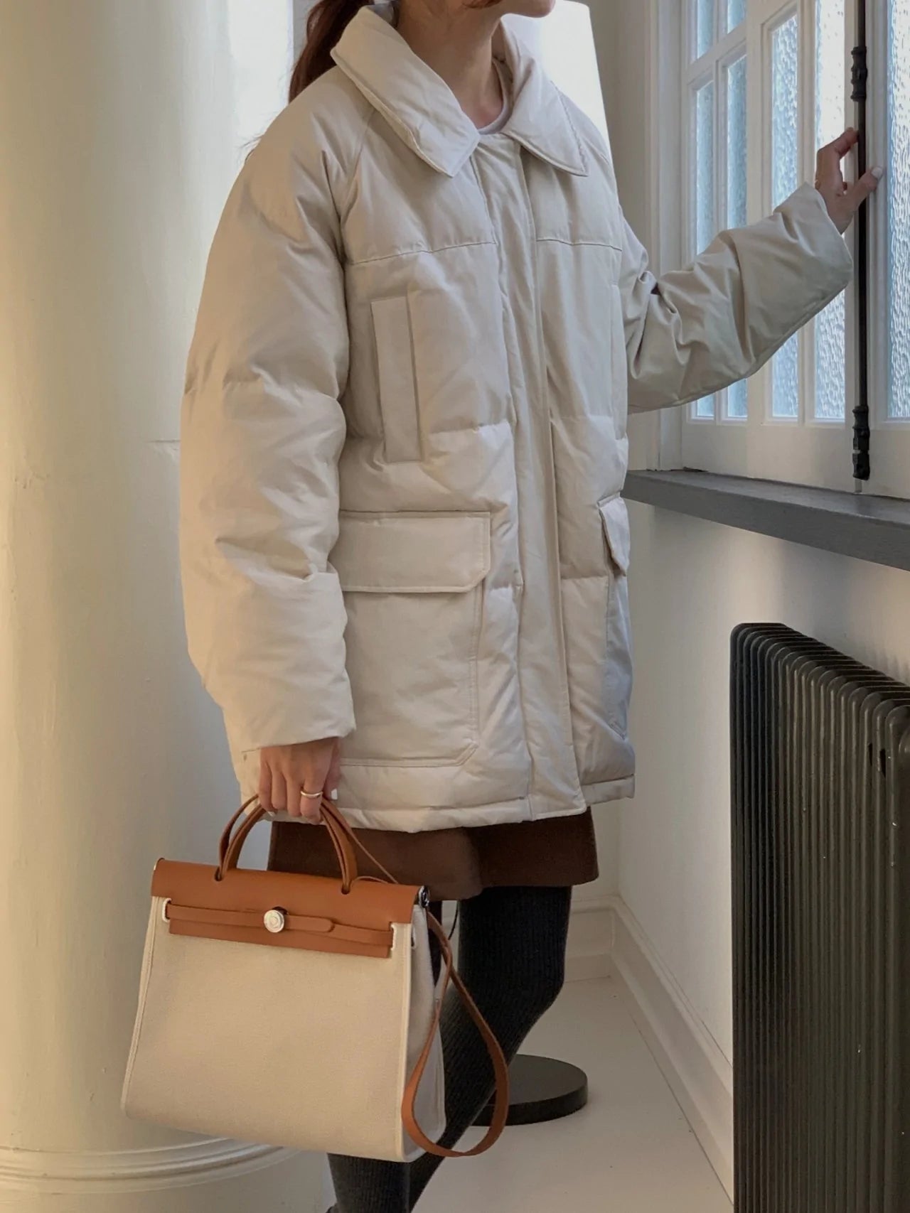 Duck Down With Shearling Collar