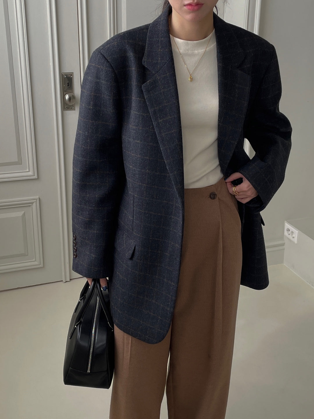 Wool Check Blazer - Navy Check