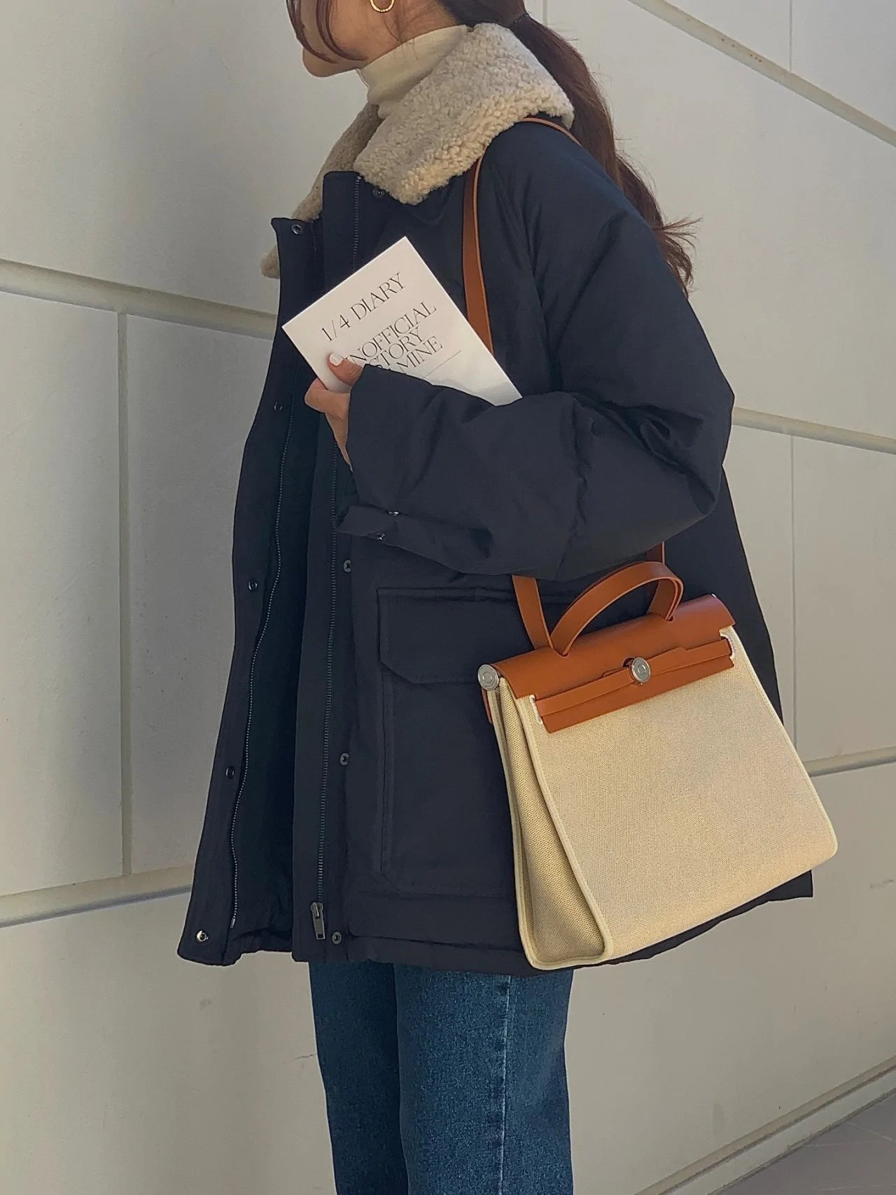 Duck Down With Shearling Collar