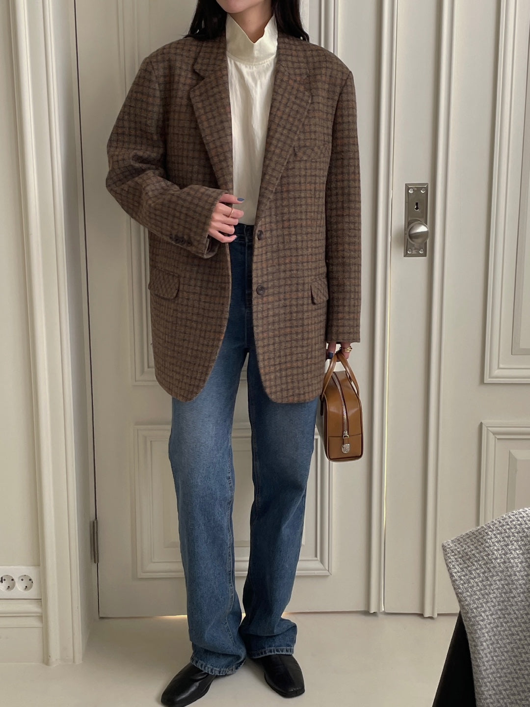 Wool Check Blazer - Rust Check