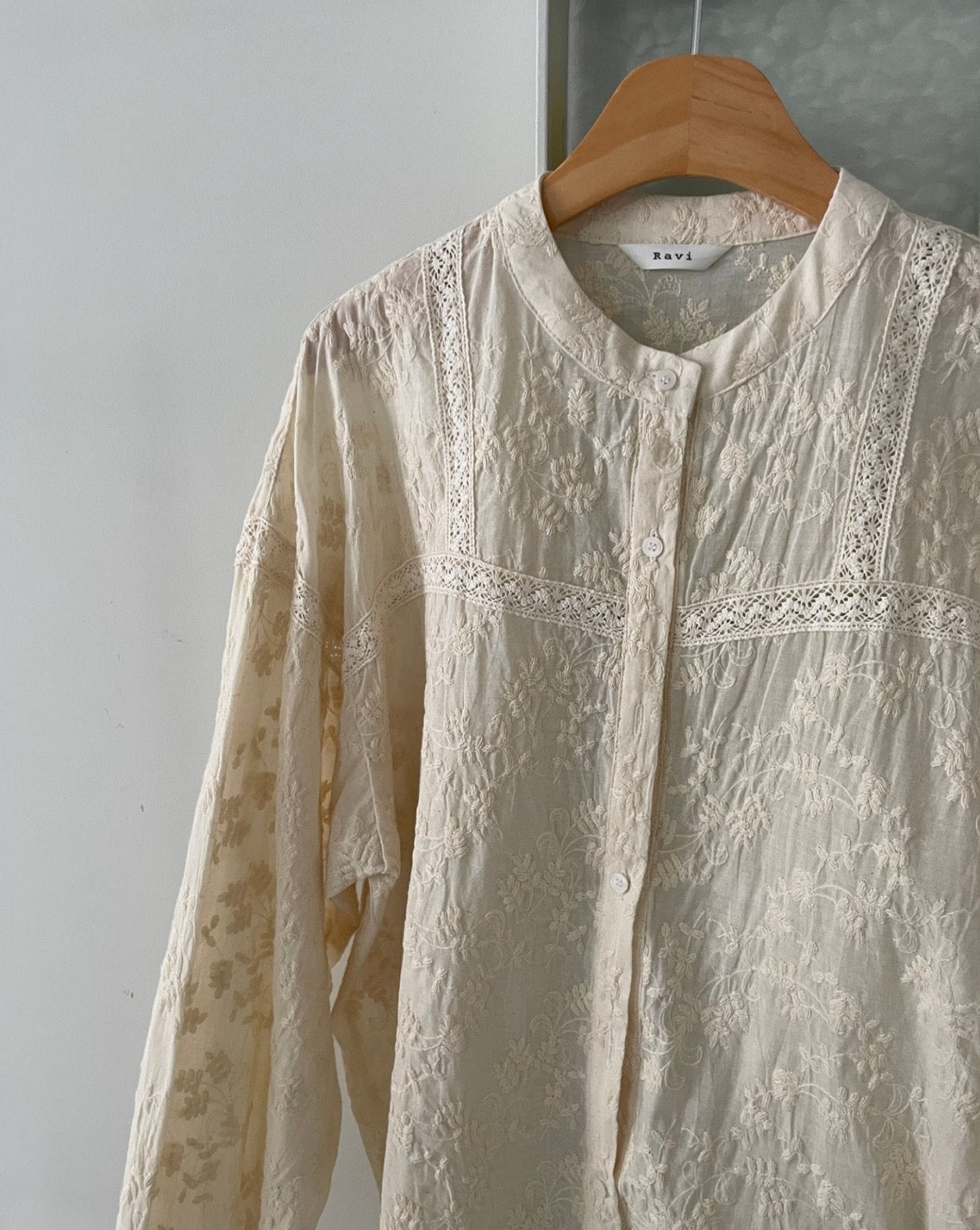 Pieced Embroidery Peasant Shirt