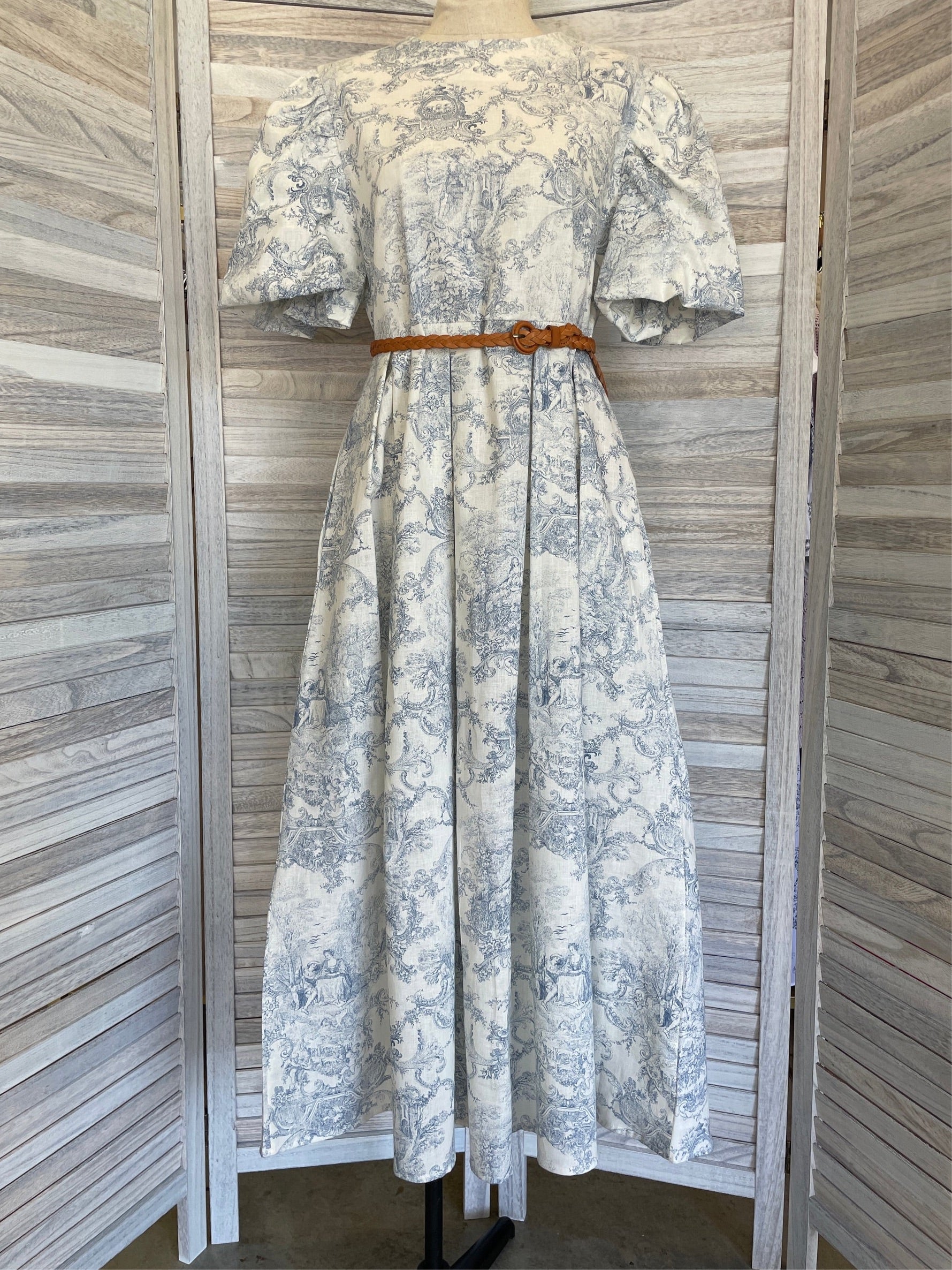 Linen Toile De Jouy Dress Linen Toile De Jouy Dress