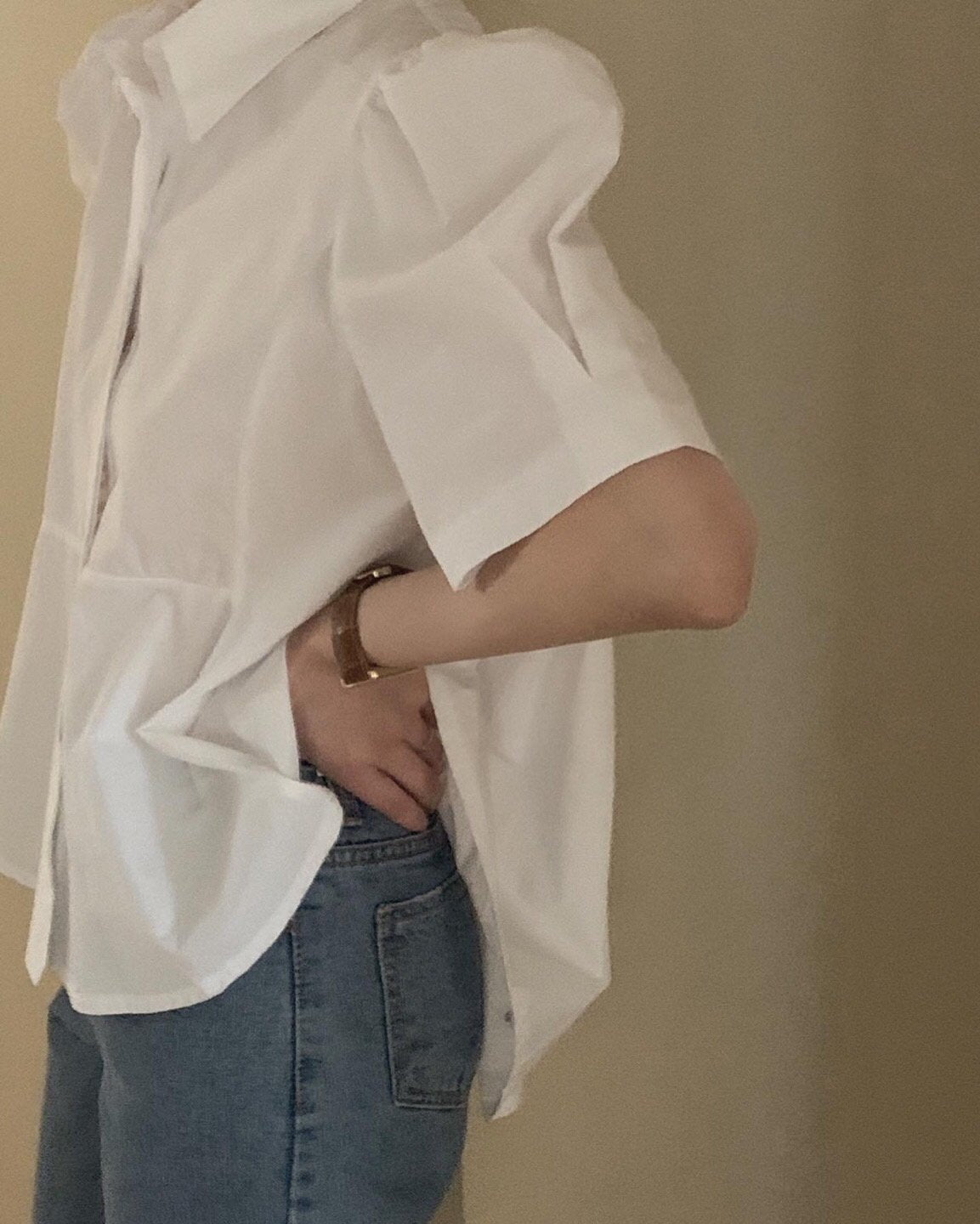 Abi + Ari Black Label Pleated Tail Shirt