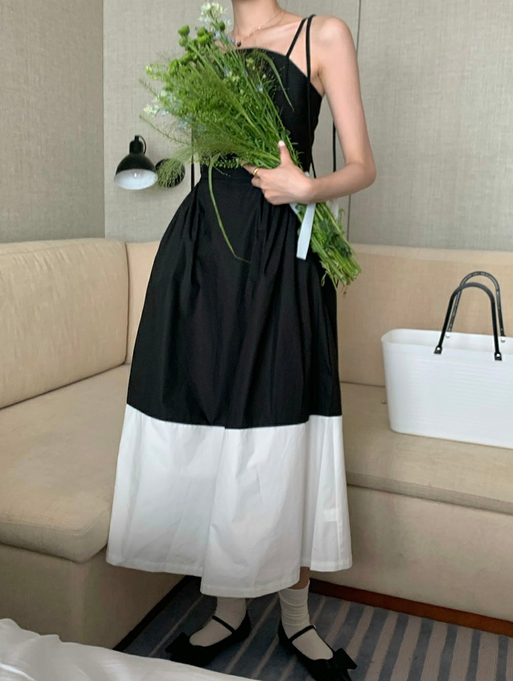 Colorblocked Smocking Dress - petite size only