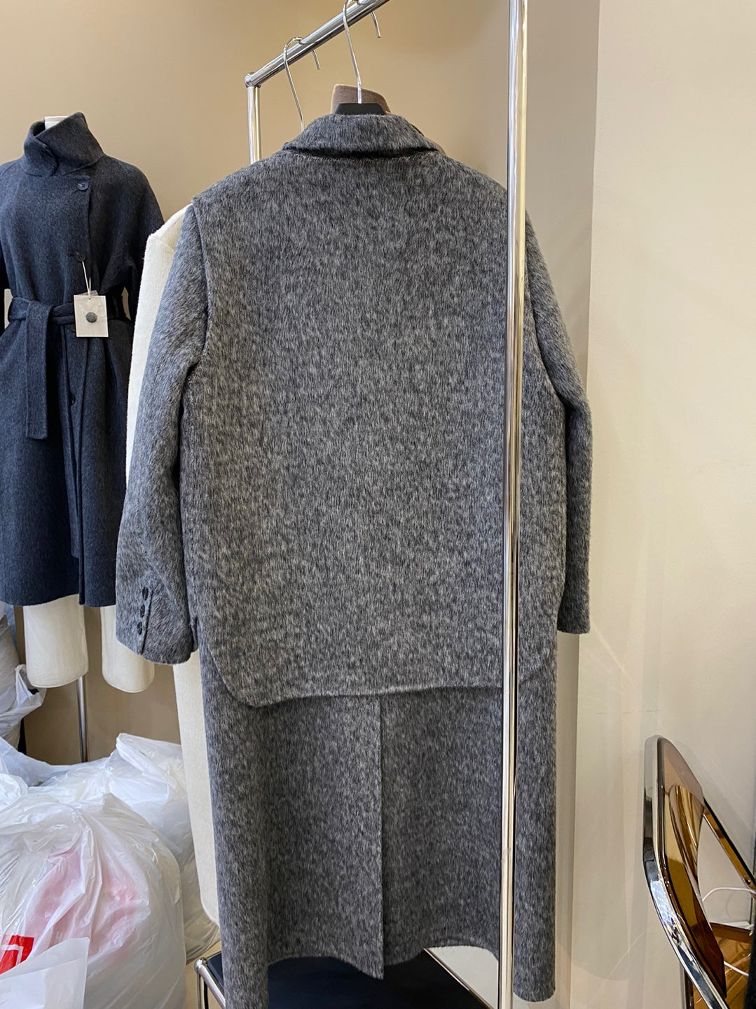 <Abi + Ari Black> Alpaca Handmade Vest Long Coat