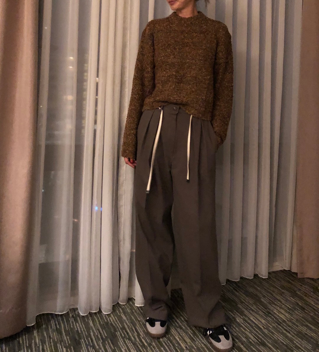 Wide Leg Cotton Twill Pants