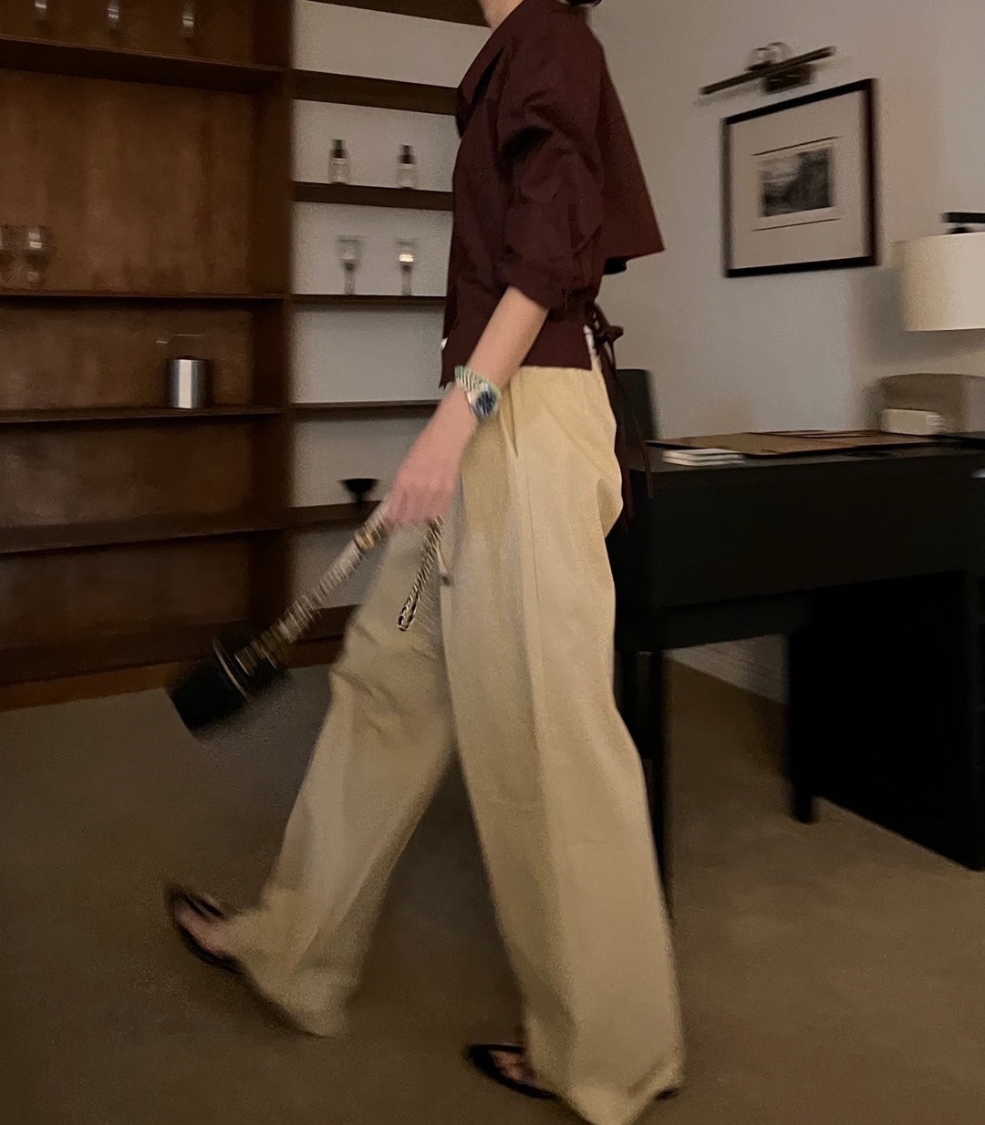 Wide Leg Cotton Twill Pants