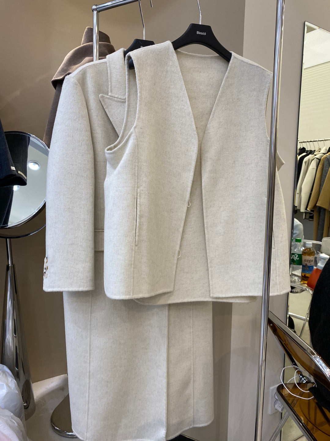 <Abi + Ari Black> Alpaca Handmade Vest Long Coat