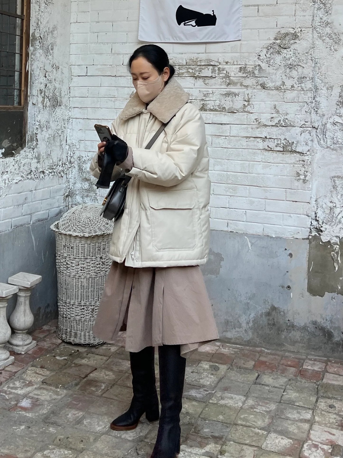 Duck Down With Shearling Collar