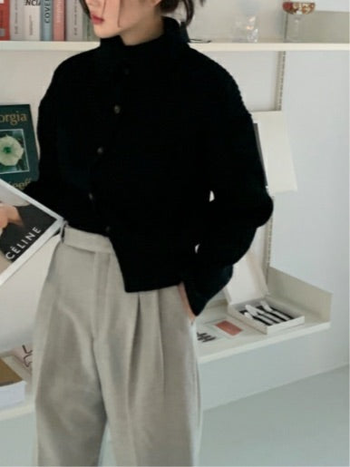 Turtleneck Wool Cardigan