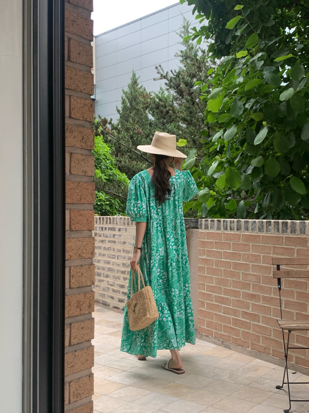 Summer Foliage Cotton Mumu Dress