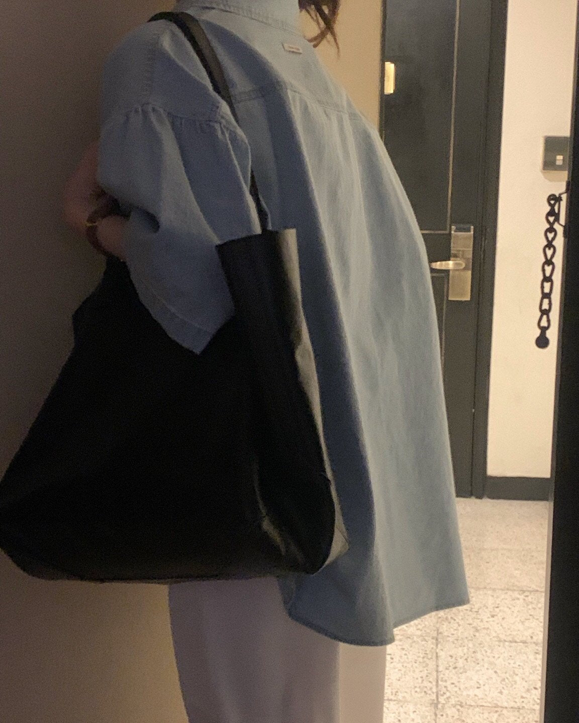 Abi + Ari Black Label Oversized Denim Polo Shirt