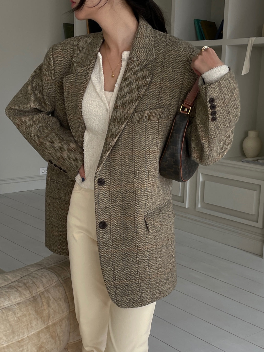 Wool Check Blazer - Herringbone