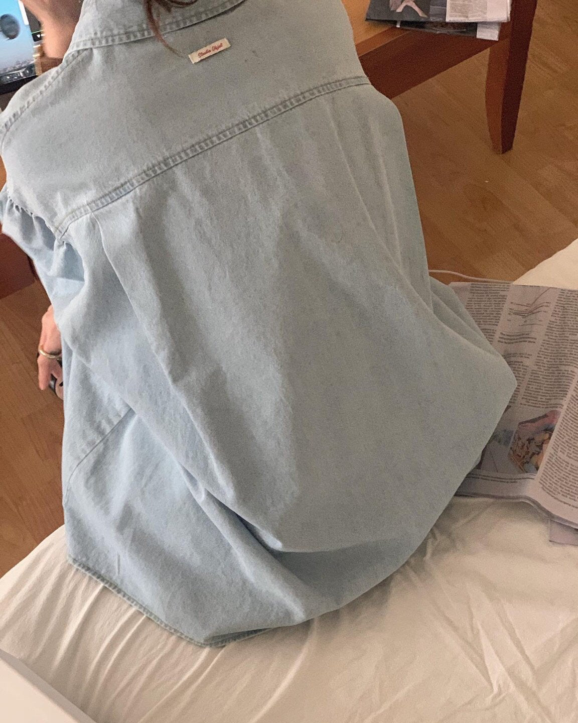 Abi + Ari Black Label Oversized Denim Polo Shirt