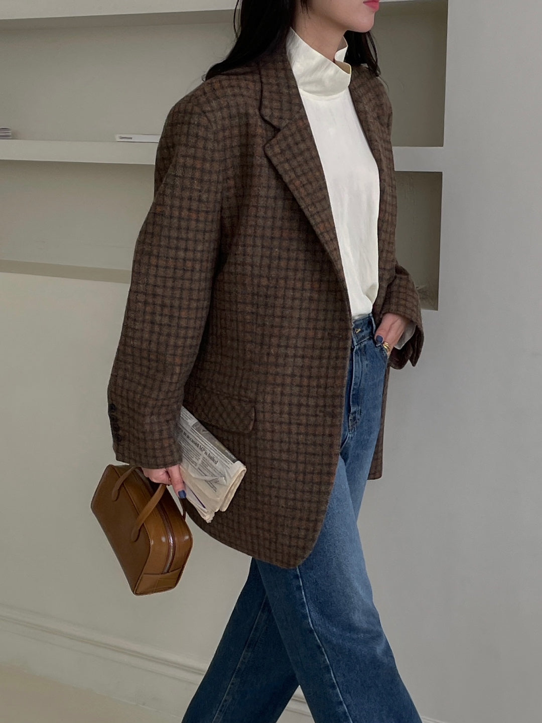 Wool Check Blazer - Rust Check
