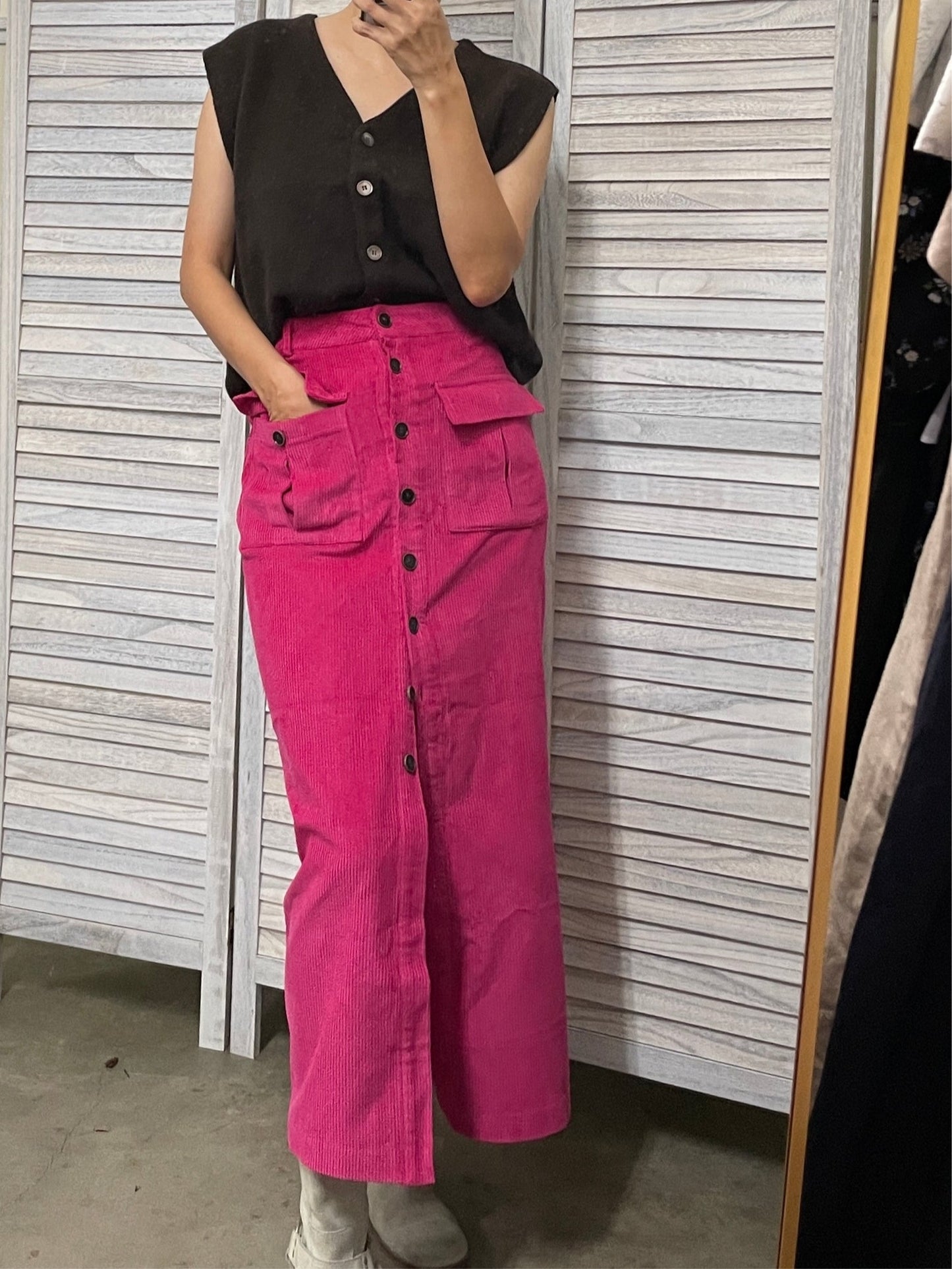 <Abi + Ari Black Label> Corduroy Long Skirt