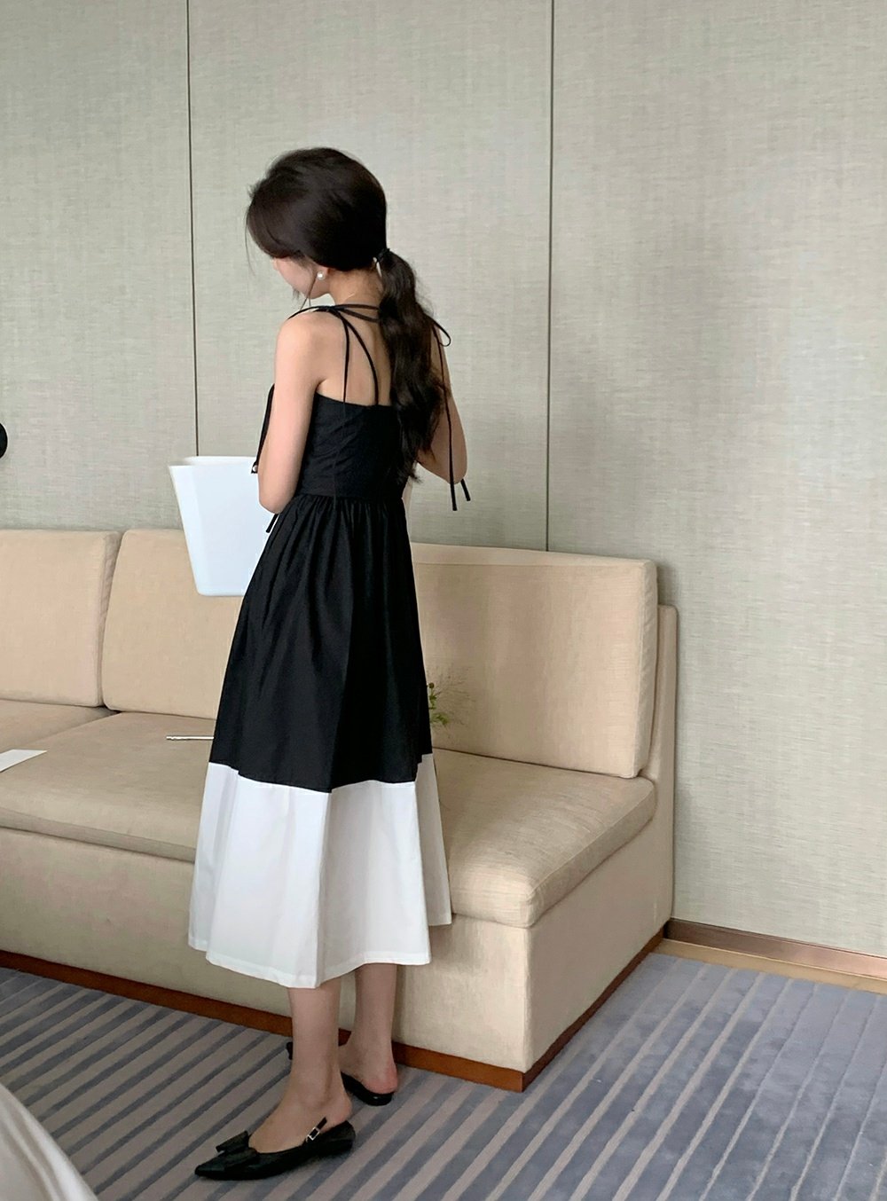 Colorblocked Smocking Dress - petite size only