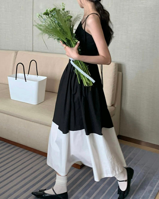 Colorblocked Smocking Dress - petite size only