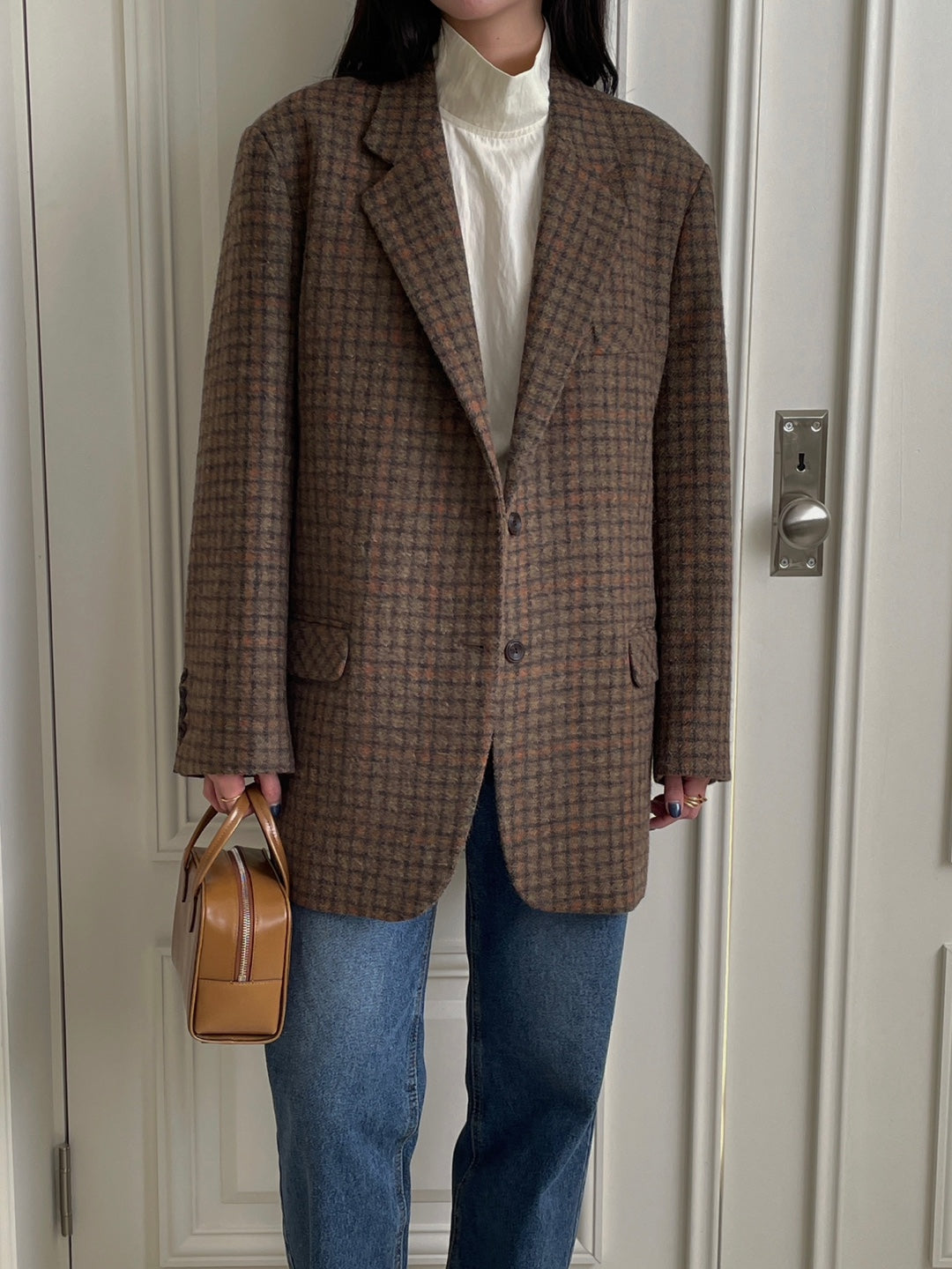 Wool Check Blazer - Rust Check