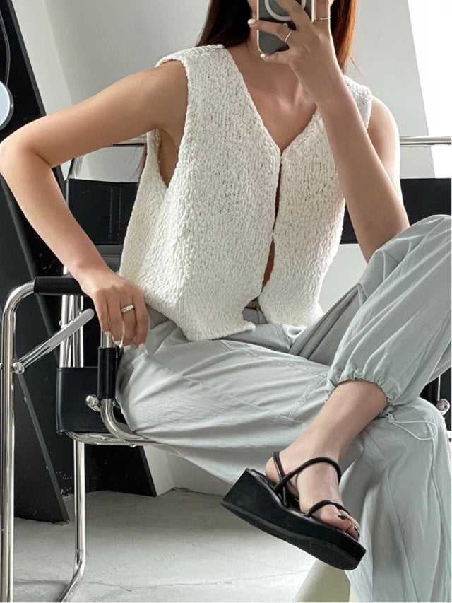 Abi + Ari Black Label Cotton Slub Yarn Vest