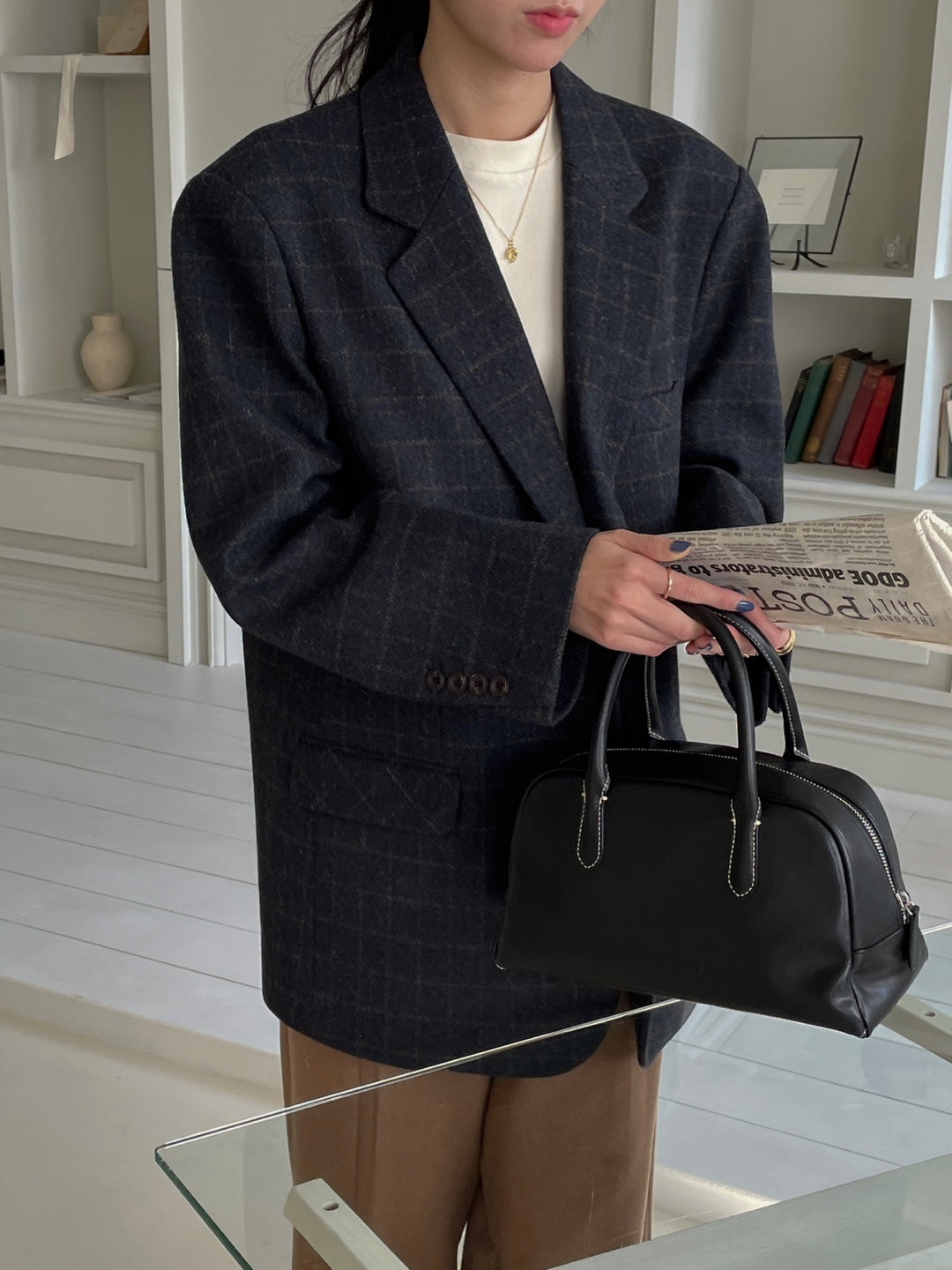 Wool Check Blazer - Navy Check