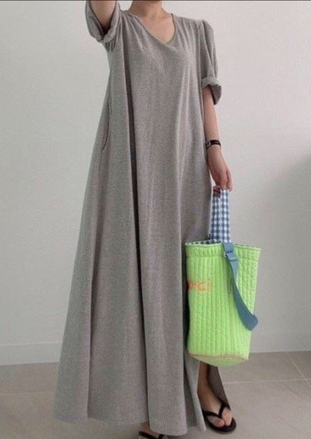 Dylan A-Line T shirt Maxi - one left in Heather Grey