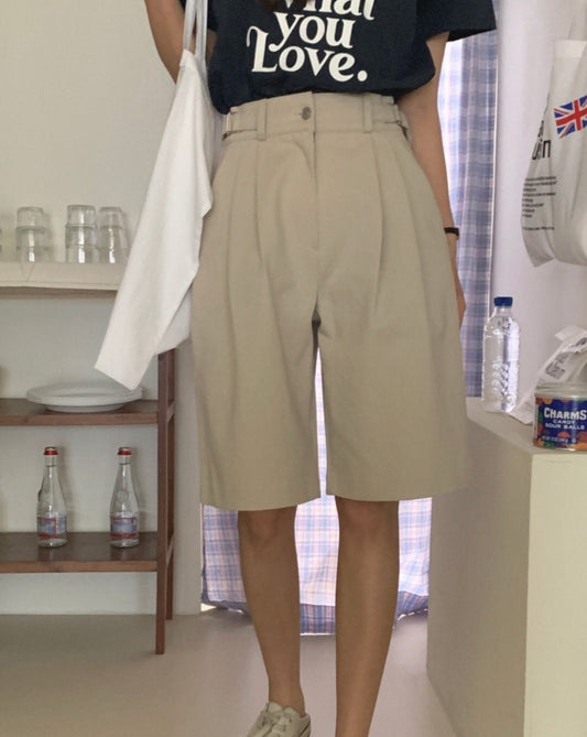 Cotton Twill Bermuda Shorts - Straight